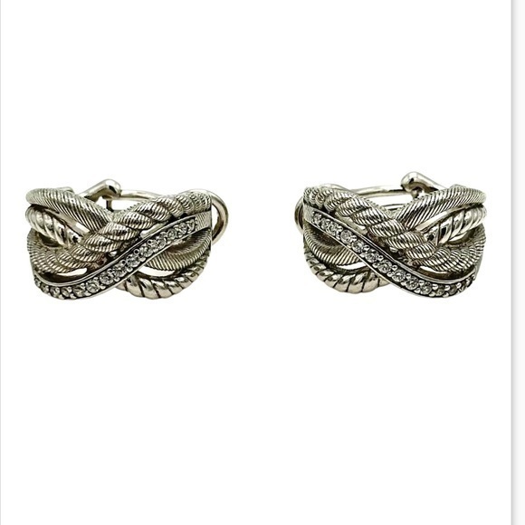 Judith Ripka Sterling silver Cubic Zirconia Clip on earrings